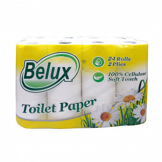 Туалетная бумага Belux 2 слоя 24 рулона белая, 100% целлюлоза