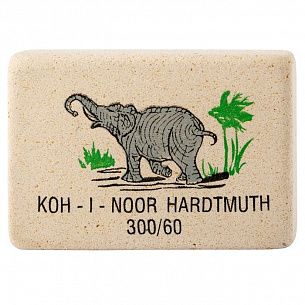 Ластик KOH-I-NOOR ELEPHANT 300/60 каучук 31х21х8 мм, белый, цветная печать
