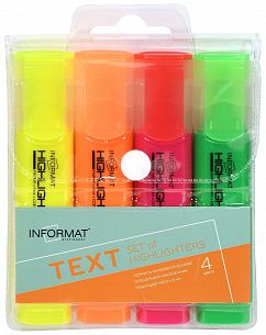 Набор текстовых маркеров INFORMAT TEXT 1—5 мм, 4 цвета, скошенный