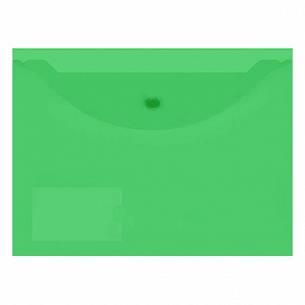 Пластиковый конверт INFORMAT А4, на кнопке, с карманом, прозрачный 150 мкм, зеленый