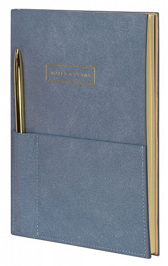 Ежедневник А5 недатированный LOREX ELEGANCE STYLISH COLLECTION 80 л. пыльно-голубой, твердая обложка с тиснением, с ляссе, с ручкой