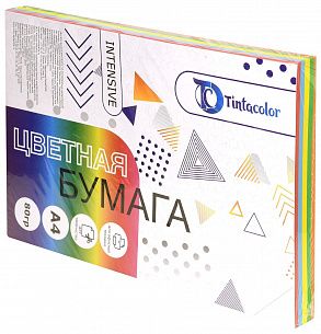 Бумага цветная Tintacolor, формат А4, 80 гр./м2, МИКС, 250 листов (5 цветов по 50 листов), интенсив