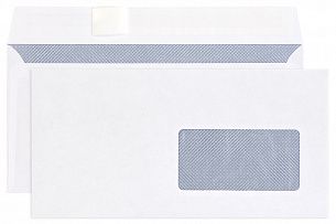 Конверт почтовый Е65 (110х220) ОКНО справа, белый, стрип, внутренняя запечатка, 80 г/м2