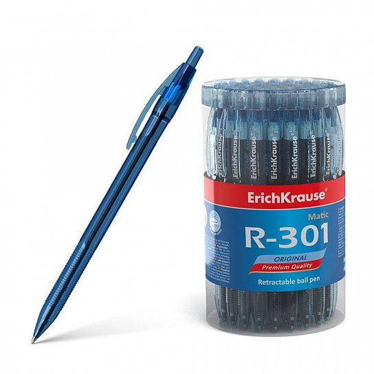 Ручка шариковая автоматическая ErichKrause R-301 Original Matic синий 0,7 мм круглый корпус