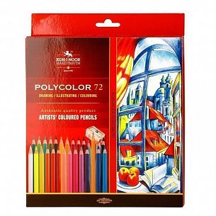 Карандаши цветные художественные Koh-I-Noor POLYCOLOR 72 цвета, с аксессуарами