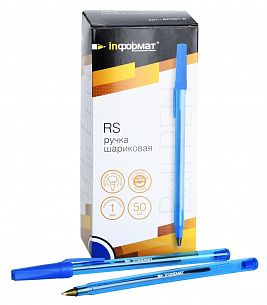 Ручка шариковая одноразовая INFORMAT RS синяя, конусовидный наконечник, 1 мм