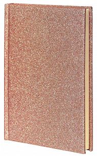 Книжка записная B6 117x165 мм 80 листов точка/линия LOREX TWINKLE интегральная обложка розовая с глиттером, с ляссе