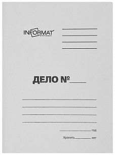 Папка-обложка без скоросшивателя INFORMAT ДЕЛО А4, немелованный картон 400 г/м2, белая