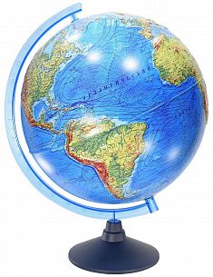 Интерактивный глобус Земли физико-политический рельефный 320 мм. с подсветкой от батареек