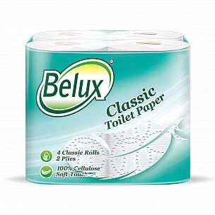 Туалетная бумага Belux CLASSIC 2 слоя 8 рулонов (16м) белая, 100% целлюлоза