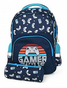 Рюкзак мягкий Schoolformat Gamers, модель SOFT 2+, мягкий каркас, двухсекционный, 40,5х29х14 см, 17 л, для мальчиков