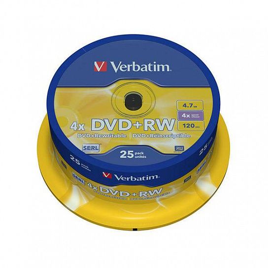 DVD+RW 4.7Gb Verbatim 4х 25шт туба