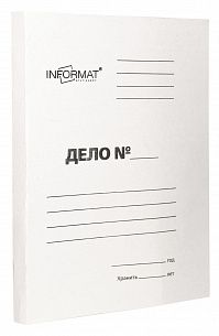 Папка-обложка без скоросшивателя INFORMAT ДЕЛО А4, немелованный картон 320 г/м2, белая