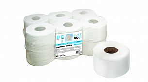 Туалетная бумага 1-2-PRO ЭКОНОМ, 1-слойная, без перфорации, рулон 200 м, отбеленная макулатура, натуральный белый