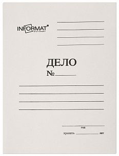 Папка-обложка без скоросшивателя INFORMAT ДЕЛО А4, немелованный картон 280 г/м2, белая