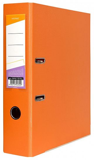 Папка-регистратор INFORMAT 75 мм двухстороннее покрытие PVC, оранжевая