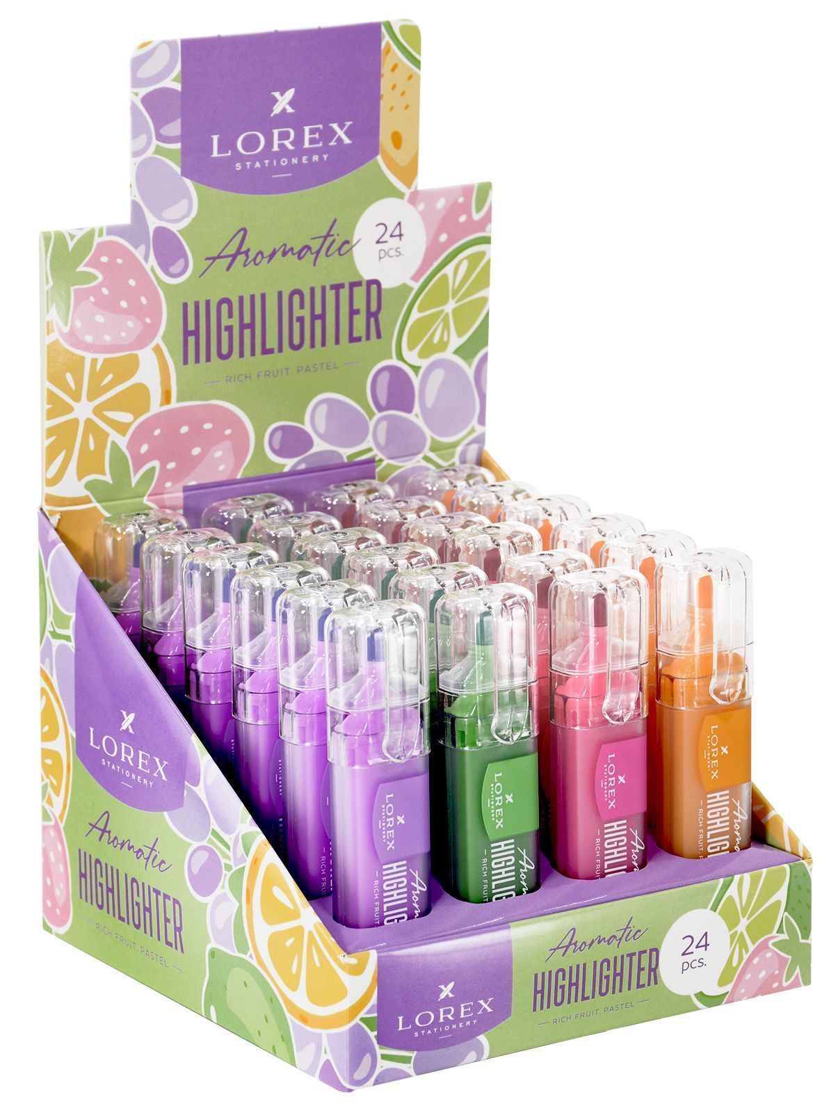 Маркер текстовый LOREX Aromatic RICH FRUIT.PASTEL 13,5 мм, скошенный, 4 цвета в дисплее, 1 шт. оптом