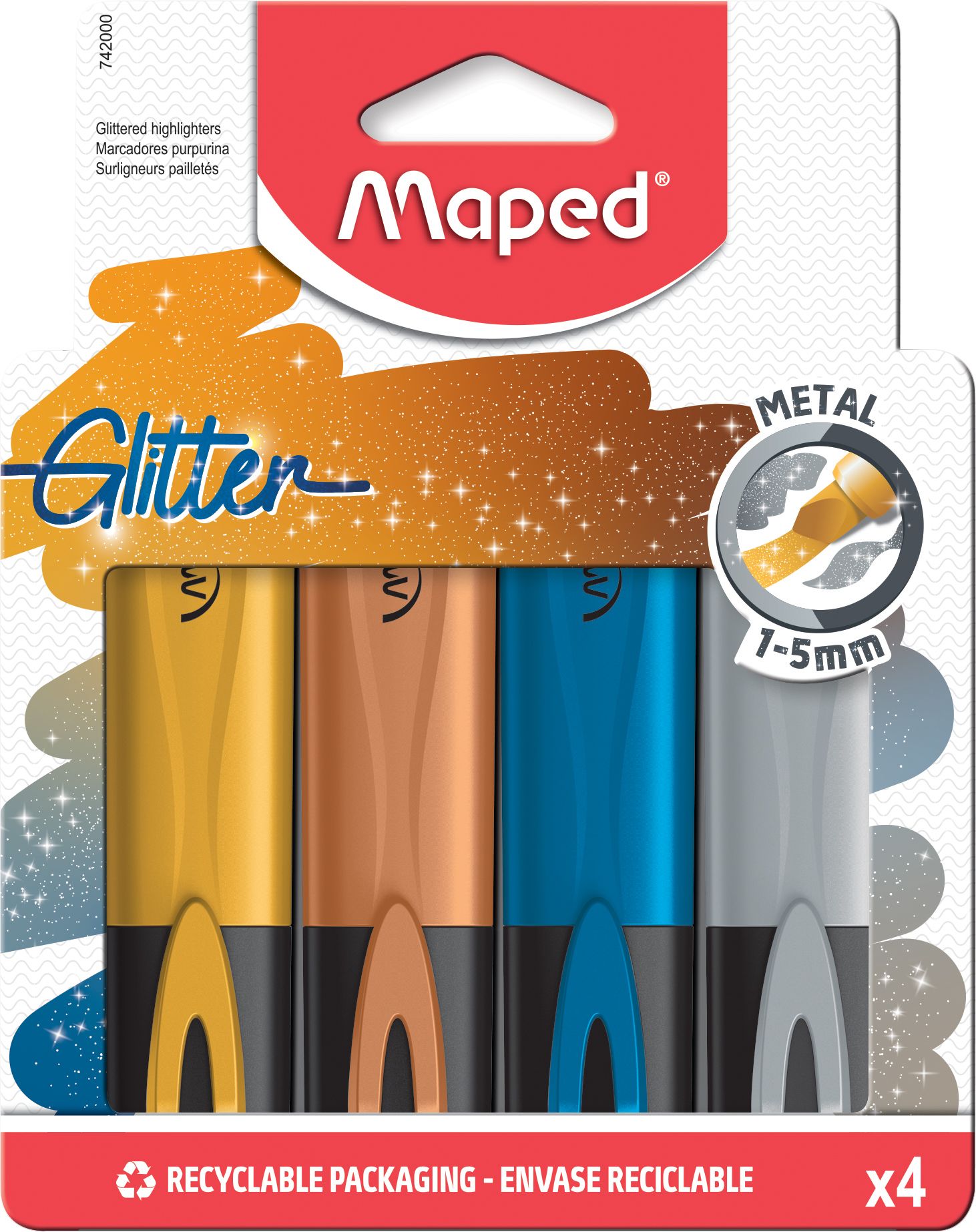    MAPED FLUO PEP'S GLITTER  , 15 , 4  ,   