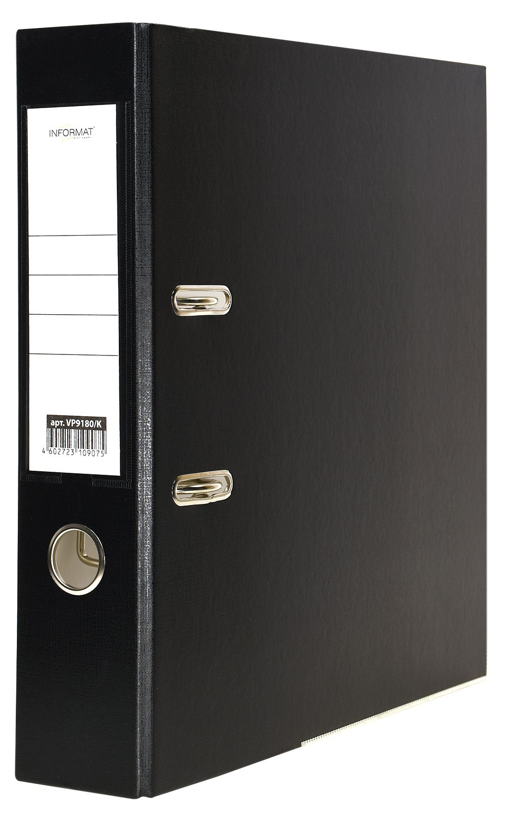 Папка-регистратор INFORMAT 75 мм одностороннее покрытие PVC, черная ...