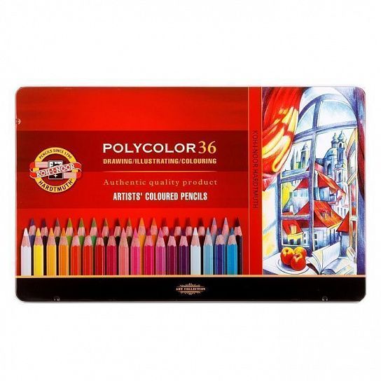 Набор цветных карандашей POLYCOLOR 3825 36 цв. металл. коробка