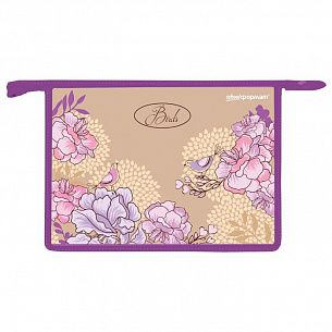 Папка для труда А4 широкая Schoolformat ФИОЛЕТОВЫЕ ПТИЦЫ розовая, комбинированный картон, молния сверху, для девочек