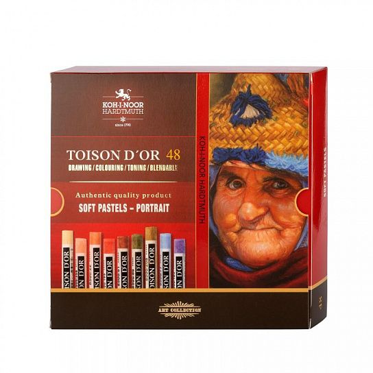 Пастель художественная сухая мягкая Koh-I-Noor TOISON D`OR SOFT PORTRAIT 8516 48 цв. ассорти, круглая в картонной упаковке