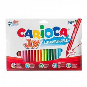 Фломастеры Carioca JOY классические 24 цв. круглый корпус, суперсмываемые, конверт