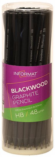 Карандаш чернографитный INFORMAT Blackwood HB, заточенный, дерево, трехгранный, без ластика