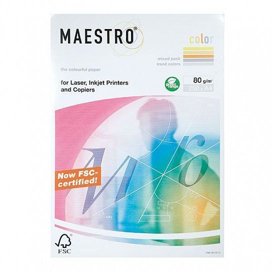 Бумага цветная MAESTRO COLOR MIX тренд 5 цветов по 50 л. (80 г/м2, А4)
