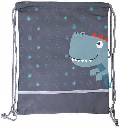 Мешок д/обуви LOREX KIDS DINO 42x34 см серый 1 отд. с бол. карманом на молнии с ручкой универс.