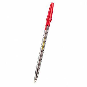 Ручка шариковая Corvina 51, 1 мм, красная, прозрачный шестигранный корпус