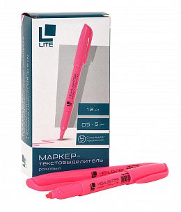 Маркер текстовый тонкий LITE 0,5-5 мм розовый скошенный 1 шт
