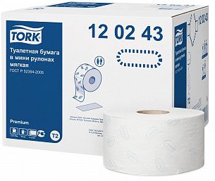 Туалетная бумага, TORK PREMIUM T2, 2 слойная, 170 м, белый