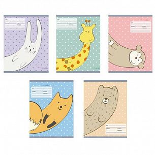 Тетрадь 12 л. линия Unnika ЗАБАВНЫЕ ЗВЕРИ мелованный картон, выборочный УФ-лак