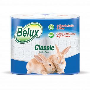 Туалетная бумага Belux CLASSIC 3 слоя 4 рулона (15м) белая, 100% целлюлоза