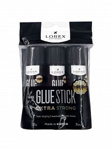 Набор клея-карандаша LOREX EXTRA 21 г PVP, 3 шт пакет
