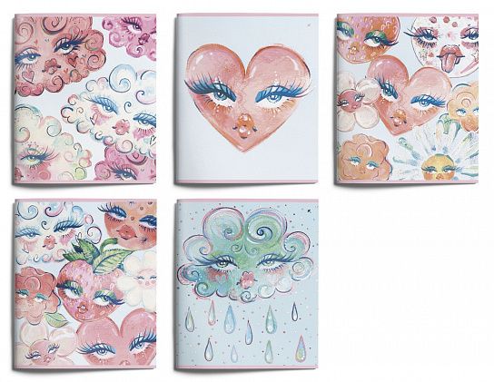 Тетрадь 48 л. А5 клетка, на скрепке, офсет LOREX PAINTED HEARTS мелованный картон, двойная обложка, запечатка форзаца, soft touch, выборочный УФ-лак