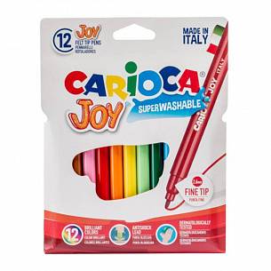 Фломастеры Carioca JOY утолщенные 12 цв. круглый корпус, суперсмываемые, конверт