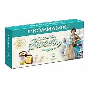 Кондитерское изделие набор конфет, 116 г, КОМИЛЬФО, 2 слойная начинка фисташковое пралине, крем из белого шоколада, фисташка