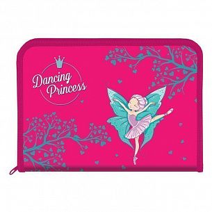 Папка для труда А4 Schoolformat БАЛЕРИНА розовая, пластик, полиэстер, молния с 3 сторон, откидная планка, для девочек