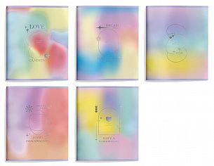 Тетрадь 48 л. А5 клетка, на скрепке, офсет Schoolformat ГРАДИЕНТ ВООБРАЖЕНИЯ мелованный картон, глянцевая ламинация, фольга