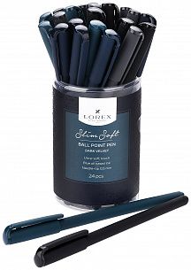 Ручка шариковая LOREX DARK VELVET, серия "Slim Soft", чернила на масляной основе, круглый прорезиненный корпус, синие чернила, игловидный на