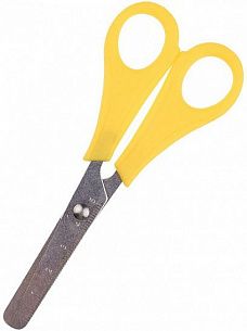 Ножницы детские ВНЕДОРОЖНИК безопасные 130 мм, эргономичные ручки пластиковые желтые, с линейкой