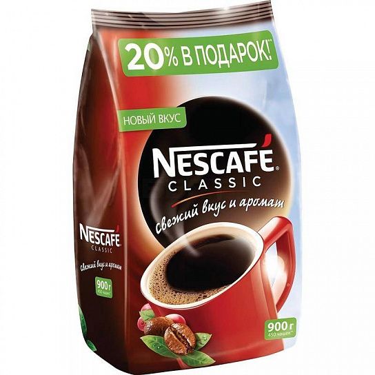 Кофе растворимый гранулированный, NESCAFE CLASSIC, 900г + 20%, пакет