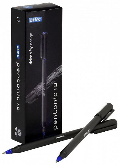 Ручка шариковая Linc PENTONIC SILVER синяя 1 мм, серый круглый корпус, игольчатый наконечник