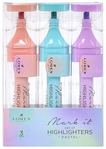 Набор текстовых маркеров LOREX Mark it PASTEL 1-5 мм ассорти пастель, скошенный, 3 шт