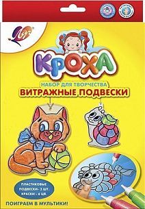 Набор красок по стеклу с трафаретом Луч Кроха ПОИГРАЕМ В МУЛЬТИКИ ассорти 6 цветов по 5 мл