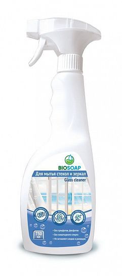 Средство для мытья стекол BIOSOAP Glass cleaner 750 мл с курком