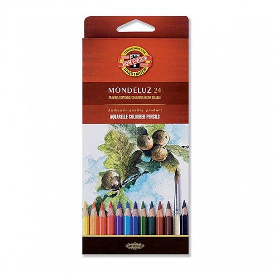 Карандаши цветные акварельные KOH-I-NOOR MONDELUZ деревянные, 24 цвета, шестигранные, картонная упаковка