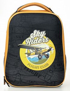 Рюкзак Schoolformat Sky rider, модель ERGONOMIC 2А4, жесткий каркас, двухсекционный, 38х28х16 см, 17 л, для мальчиков